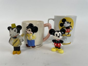 Lot Of Vintage Mickie Mouse Mugs & Figurines