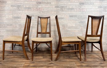 Set Of Four Mid Century Caned Back Dining Chairs