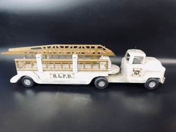 1950s GMC Buddy L White BLFD Fire Truck Pressed Steel