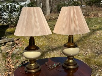 Pair Of Vintage Brass Lamps