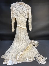 1920s Lace Wedding Gown With Slip - As Is