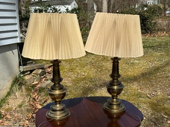 Pair Of Brass Table Lamps Stiffel Style