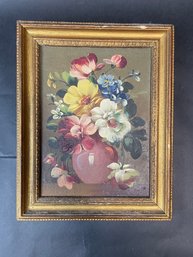 Vintage Oil Still Life Flower Bouquet - Unsigned