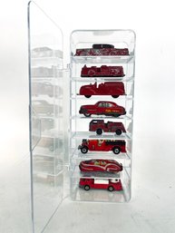 Set Of Eight Vintage Collectible Emergency Cars In Case