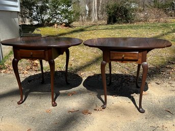 Pair Of Cherry Drop Leaf Side Tables