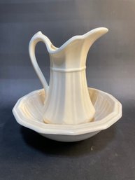 Vintage Ceramic Wash Bowl And Pitcher