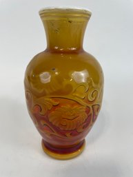 Avon Oriental Red Glass Vase 6 3/4