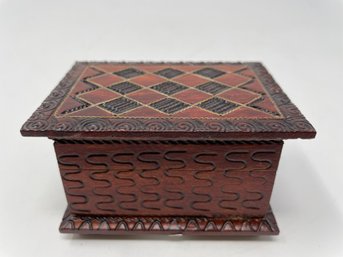 Vintage Polish Hand Carved Wooden Trinket Box