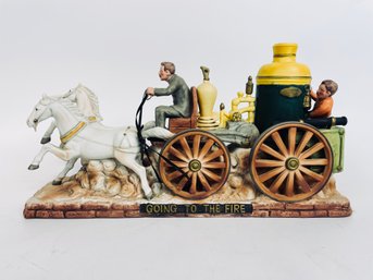 Vintage Ceramic Wine Decanter Fire Wagon Horse