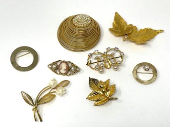 Group Of Gold Tone Brooches