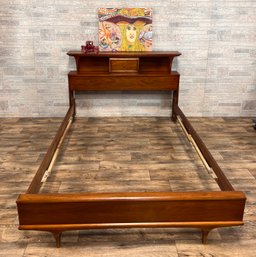 Rare Mid Century Kent Coffey Continental Line Walnut Full Size Bed