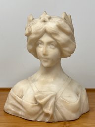 Art Nouveau Carved Marble Bust Signed