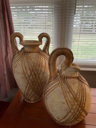 Pair Of Decorative Pottery Vessels