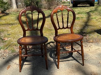 Pair Of Antique Caned Chairs As Is