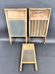 Collection Of Vintage Washboards With Tin Boards