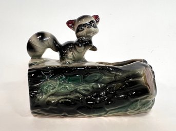 Vintage 1956 Mccoy Pottery Raccoon On A Log Planter