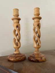 Olive Wood Candlesticks