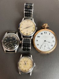 Lot Of Vintage Mens Watches - Untested - Le Coultre, Mido, Waltham