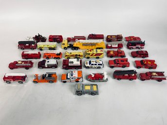 Large Lot Of Toy Fire Truck Ambulances And More Matchbox Hot Wheels More
