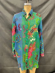 Vintage Button Up Printed Blouse In Womens Medium