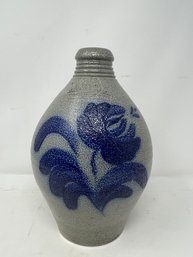 Vintage Salt Glaze Cobalt Blue Decorated Jug