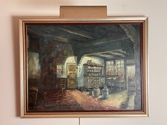 Oil On Board Interior Painting Signed Kleineberg 65