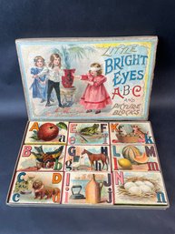 Antique Little Bright Eyes ABC's And Picture Block Set In Original Box