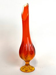 Large 18' Amberina Viking Glass Swung Vase