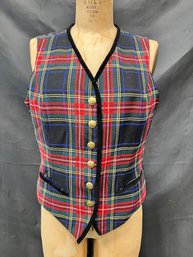 Vintage Scottish Plaid Vest By Halston In Size 10