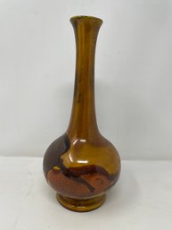 Vintage Haeger Pottery Vase Earth Wrap Glaze Orange Brown Gold (1)
