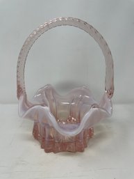 Vintage Fenton Opalescent Pink Glass Basket