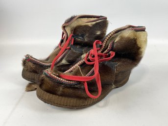 Vintage Hide Covered Snow Boots Inuit?