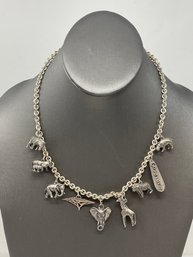 Sterling Necklace With Animal Charms 87.84g