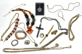 Costume Jewelry Lot Including Some Vintage Gold Fill