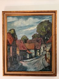 Oil On Board - Village Scene - Signed Kleineberg