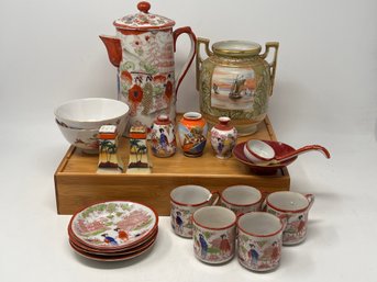 Asian Lot Featuring: Nippon & Others  Japan Tea Set Bone China With Geisha