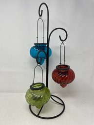 Multi Colored Glass Candle Holder
