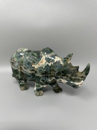 Carved Stone Rhino Figure