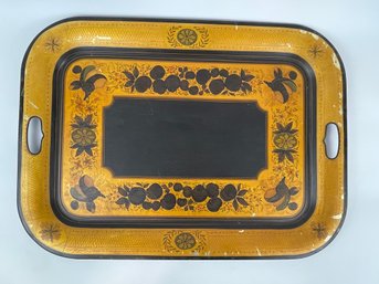 MASSIVE Vintage Handpainted Tole Tray - Signed