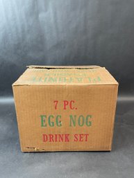 Vintage Christmas Egg Nog Set In Box - 7 Piece