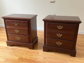 Pair Of Three Drawer Nightstands