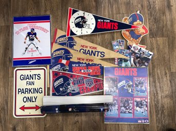 Huge Vintage New York Giants Lot Pennants Clock & More