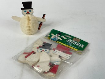 Vintage Paper Snowmen New In Package Made In Denmark