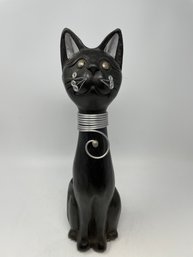Large Carved Wooden Kitsch Cat Figure