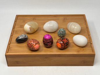 Egg Lot Featuring Agate Eggs & Polish Wooden Easter Eggs