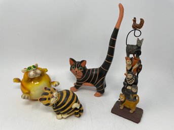Group Of Kitsch Cat Figures