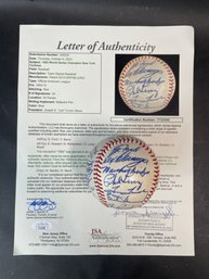 1962 Yankees Team Signed Baseball W/ JSA Full Letter READ*