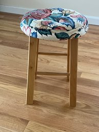 Wooden Stool With Upholstered Seat