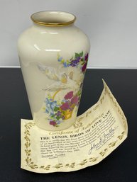 The Lenox Birds Of Love Vase With COA