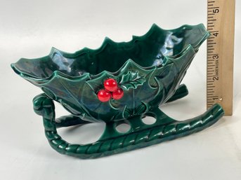 Vintage Lefton Ceramic Holly Sleigh